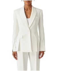 Pinko - Jassen ,Wit ,Leer Single-Breasted Blazer - Lyst