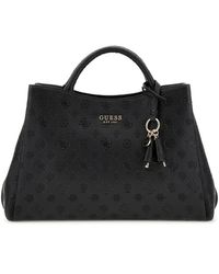 Guess - Luxuriöse Schwarze Satchel-Tasche Mit Logo - Lyst