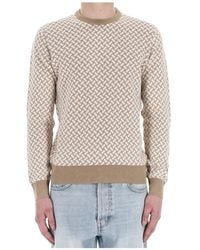Drumohr - Weißer Baumwoll Leinen Keks Muster Pullover - Lyst