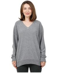 Alpha Studio - Oversize-Strickpullover Mit V-Ausschnitt Und Langen Ärmeln Aus Wolle Und Kaschmir - Lyst