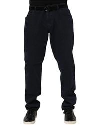 Dolce & Gabbana - Zwarte Tapered Denim Jeans Met Crown Borduurwerk - Lyst