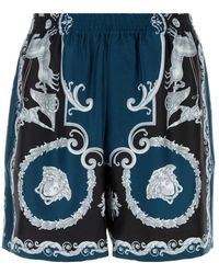 Versace - Badmode ,Veelkleurig ,Gedrukte Slim Shorts Van Zijde Twill - Lyst