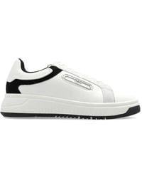 Emporio Armani - Leder-Sneakers Mit Wildlederdetails Und Adler-Plakette - Lyst