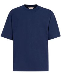 Marni - Blu cotone logo t-shirt - Lyst