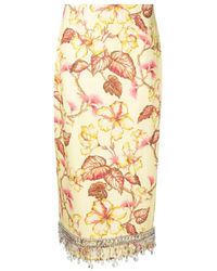 Zimmermann - Falda de lino amarilla con estampado floral - Lyst