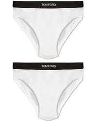 Tom Ford - Ondergoed ,Wit ,Katoen Logo Waistband Pack Of Two Briefs - Lyst