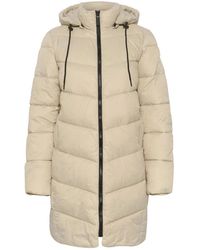 Kaffe - Gepolsterte Graue Jacke Mit Kapuze - Lyst