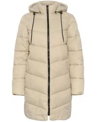 Kaffe - Gepolsterte Graue Jacke Mit Kapuze - Lyst