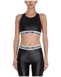 MSGM - Tops ,Zwart ,Activewear Logo Band Top - Lyst