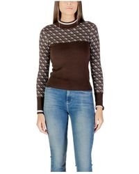 Guess - Truien & Vesten ,Bruin ,Elegant Jacquard Sweater - Lyst