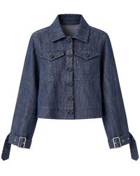 MEIMEIJ - Jassen ,Blauw ,Denim Flared Denim Jacket - Lyst