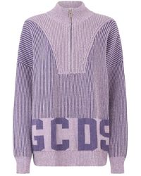 Gcds - Geribbelde Half-Zip Trui Lila - Lyst