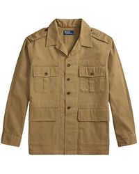 Ralph Lauren - Jassen ,Leer Klassiek Getailleerd Shirt Met Textuur - Lyst