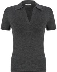 Max Mara - Truien & Vesten ,Grijs ,Wol Albero Ribgebreide Wollen Poloshirt - Lyst