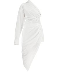 Alexander Wang - Kleedjes ,Wit ,Katoen Asymmetrische Poplin Midi Jurk - Lyst