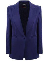 Max Mara - Blaue cady-blazer mit spitzem revers - Lyst