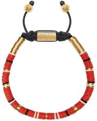 Nialaya - Boho armband mit roten, weißen und goldenen scheibenperlen - Lyst