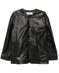 Rohe - Zwart Leren Toggle Buitenkleding Lange Mouwen - Lyst