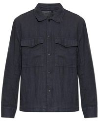 Rag & Bone - Overhemden ,Blauw ,Linnen Linnen Jas Met Zakken - Lyst