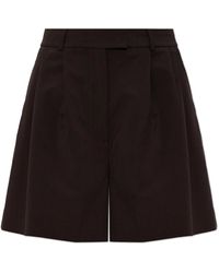 Lacoste - Korte Broeken ,Bruin ,Katoen Oversized Wool Blend Pleated Bermuda Shorts - Lyst