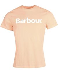 Barbour - Logo Tee Coral Sands - Lyst