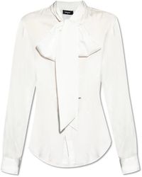 DSquared² - Overhemden ,Wit ,Shirt Met Decoratieve Strik Bij De Halslijn - Lyst