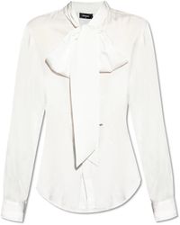 DSquared² - Overhemden ,Wit ,Shirt Met Decoratieve Strik Bij De Halslijn - Lyst