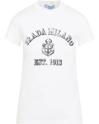 Prada - Tops ,Wit ,Katoen Witte T-Shirt Stijlvol Ontwerp - Lyst
