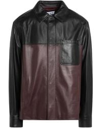 Loewe - Jassen ,Veelkleurig ,Katoen Colorblock Leren Overhemdjas - Lyst