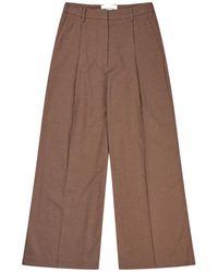 Munthe - Geruite Wijde Pijp Elegante Broek Bruin - Lyst