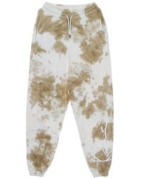 Karlkani - Broeken ,Katoen Tie Dye Trainingsbroeken Wit/Zand - Lyst