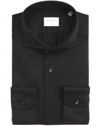 Xacus - Overhemden ,Zwart ,Zwarte Twill Franse Kraag Overhemd Tailor Fit - Lyst