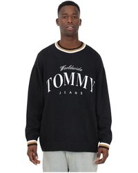 Tommy Hilfiger - Schwarze sweaters mit großem logo - Lyst