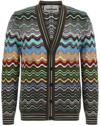 Missoni - Truien & Vesten ,Veelkleurig ,Katoen Katoen En Viscose Chevron Cardigan Met Grieks Motief - Lyst