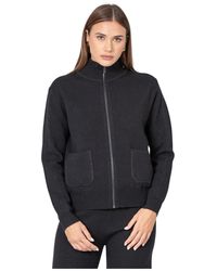 Kocca - Hoodies & Sweatvesten ,Zwart ,Leer Elegante Getailleerde Jas Met Hoge Kraag - Lyst