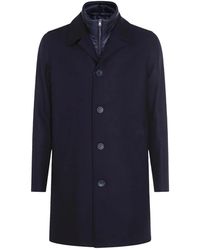 Herno - Jassen ,Blauw ,Wol Laminar Easy Wool Puffer Carcoat - Lyst