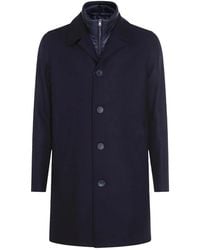 Herno - Jassen ,Blauw ,Wol Laminar Easy Wool Puffer Carcoat - Lyst