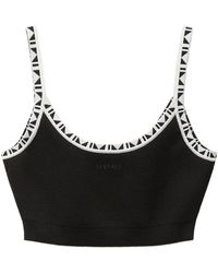 Versace - Tops ,Zwart ,Medusa Print Gebreide Crop Top - Lyst
