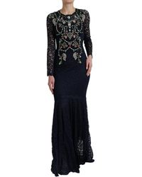 Dolce & Gabbana - Blaues Kristallkleid mit Bluspitze und langem Kleid - Lyst
