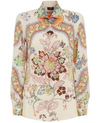 Etro - Overhemden ,Veelkleurig ,Zijden Print Shirt - Lyst