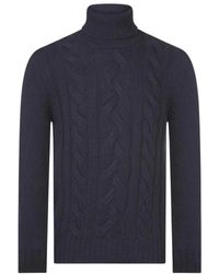 Gran Sasso - Truien & Vesten ,Blauw ,Pullover Met Kabelsteek En Col - Lyst