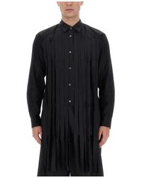 Comme des Garçons - Overhemden ,Zwart ,Katoen Fringed Pleated Cotton Shirt - Lyst