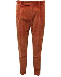 PT01 - Broeken ,Rood ,Katoen Velvet Broek - Lyst