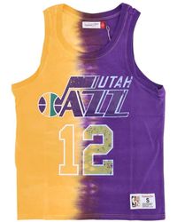 Mitchell & Ness - Fitness ,Veelkleurig ,Katoen Utah Jazz Tie Dye Tank Top - Lyst