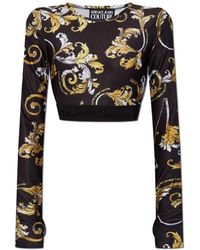 Versace Jeans Couture - Kurzes top mit outline barocco-print - Lyst