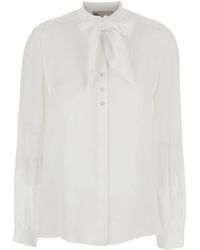 Tory Burch - Overhemden ,Wit ,Witte Pussybow Blouse - Lyst