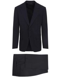 Tom Ford - Kostuums ,Blauw ,Wol Wollen Tweedelig Pak - Lyst
