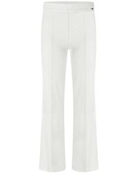 Cambio - Broeken ,Wit ,Katoen Witte Patroon Elastische Taille Enkelbroek - Lyst