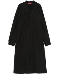 Gucci - Zwarte Jurk Met Vetersluiting En Lange Mouwen - Lyst
