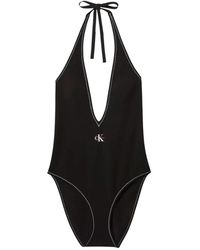 Calvin Klein - Badmode ,Zwart ,Nylon Plunge One Piece - Lyst